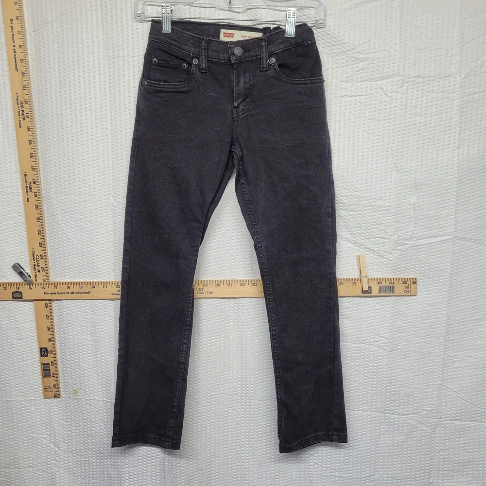 Levis 511 Slim Boys Jeans Size 10 Reg W25 L26 Washed Black Denim 511-508
